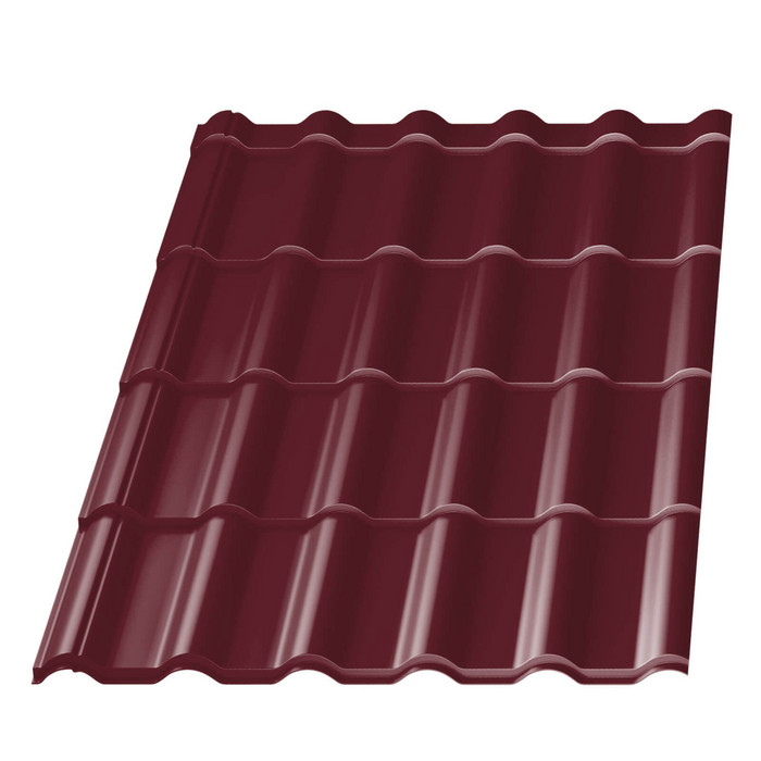 Металлочерепица Банга 0,5 RAL 3005 Красное вино